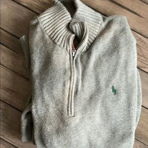 Youth polo 1/4 zip size XL grey w green polo